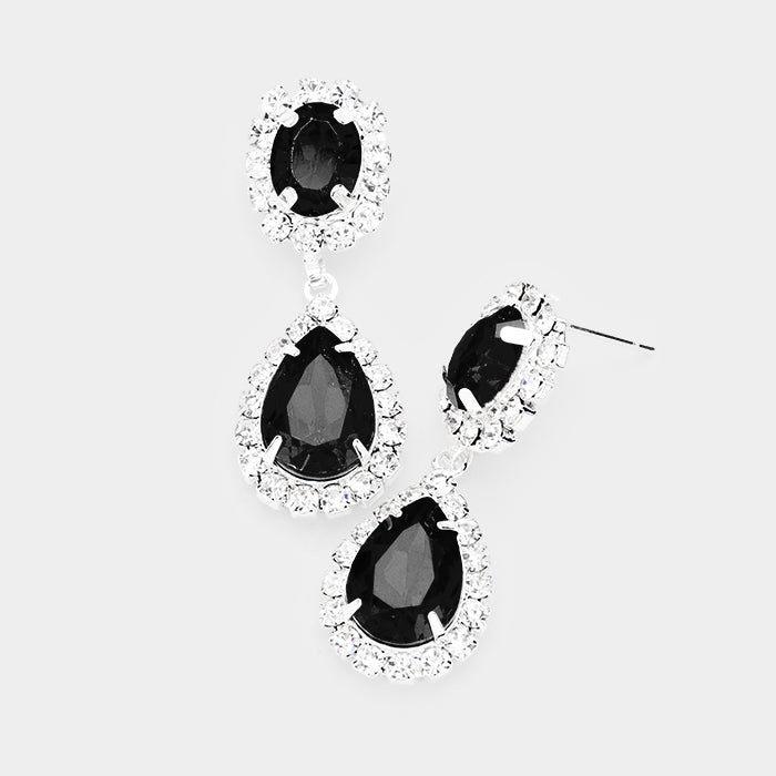 Black Crystal Rhinestone Drop Earrings