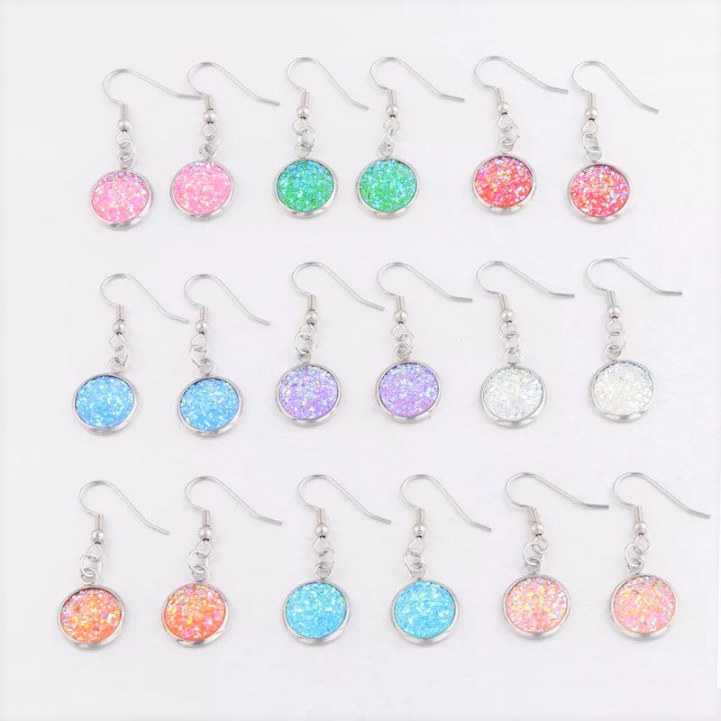 Round Druzy Earrings |16 colors|