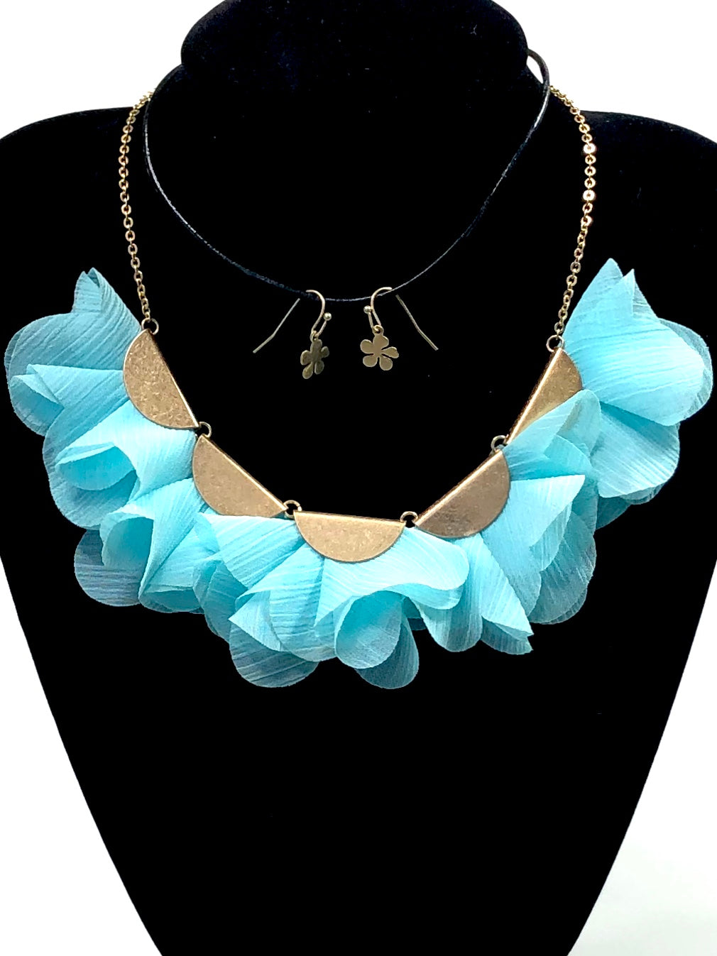Linen Floral Petals Necklace & Earring Set |2 colors|
