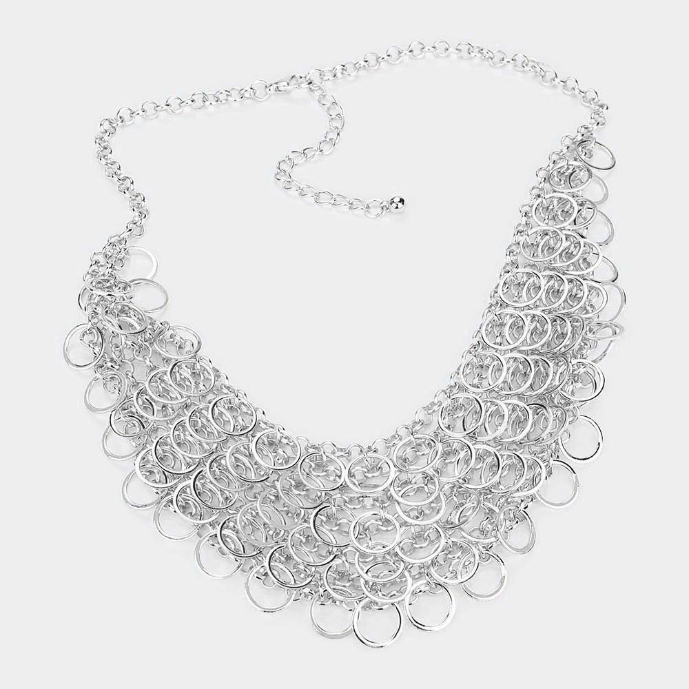 Open Circle Bib Necklace & Earring Set |2 colors|