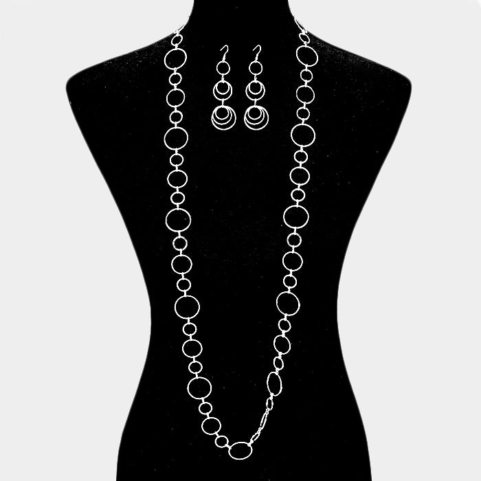 Hoop Link Chain Necklace & Earring Set |2 colors|