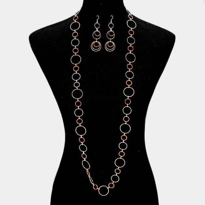 Hoop Link Chain Necklace & Earring Set |2 colors|