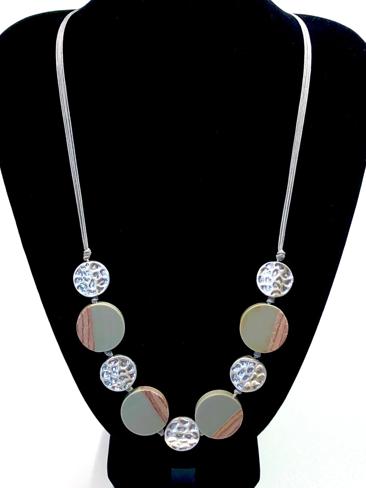 Wooden Bead Coin Necklace