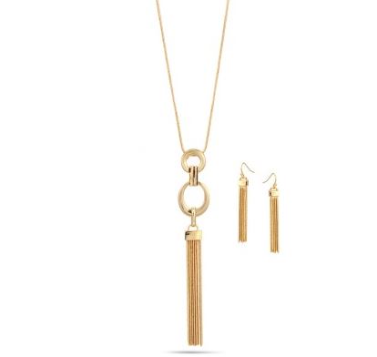 Tassel Pendant Necklace & Earring Set || Gold or Silver ||