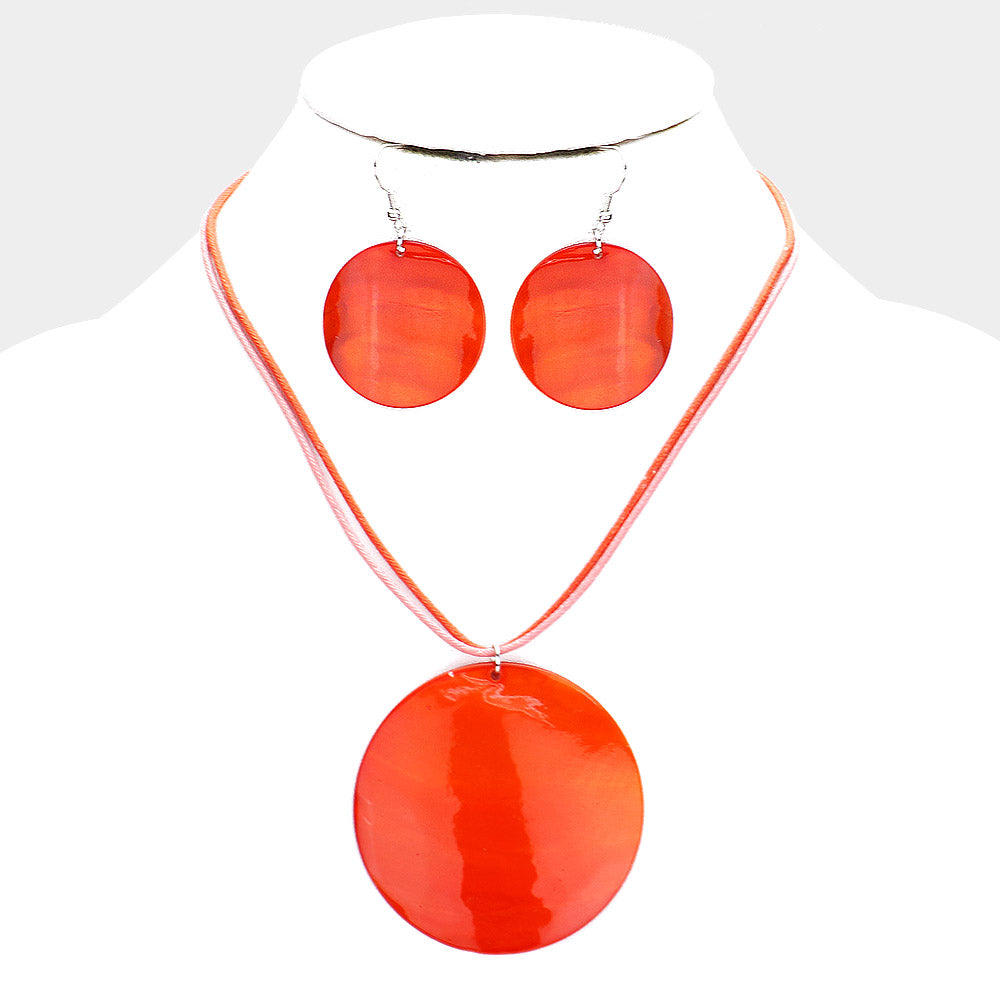 Round Shell Necklace & Earring Set |2 colors|
