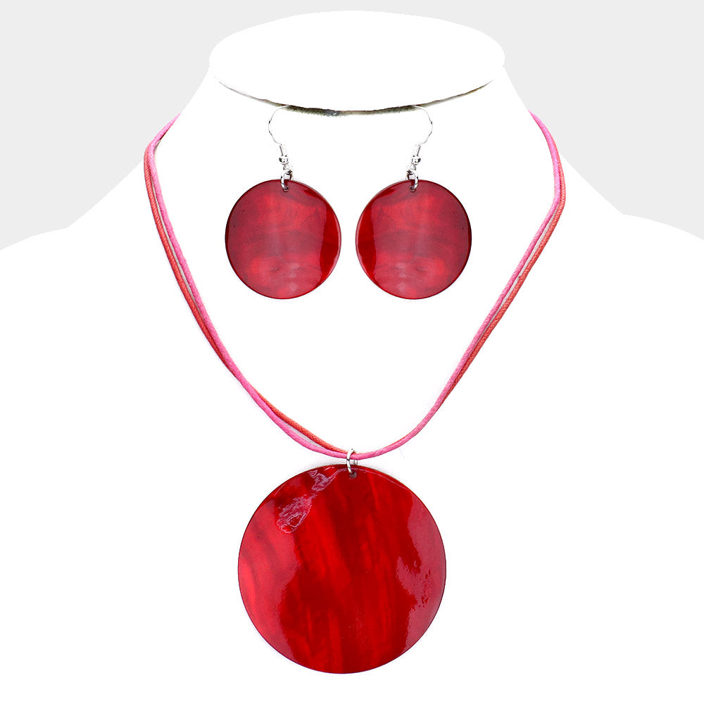 Round Shell Necklace & Earring Set |2 colors|