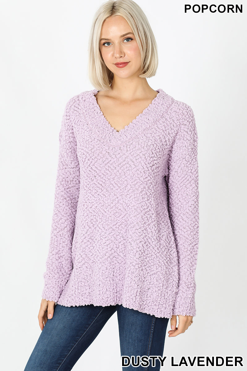 Penelope V-Neck Popcorn Sweater