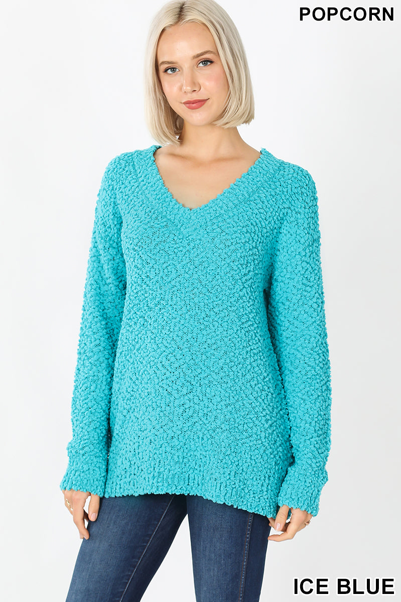 Penelope V-Neck Popcorn Sweater