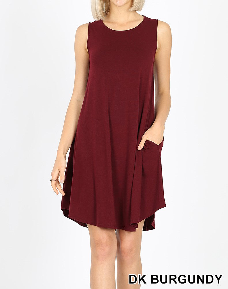 Tessie Scoop Neck Tank Swing Dress with Pockets