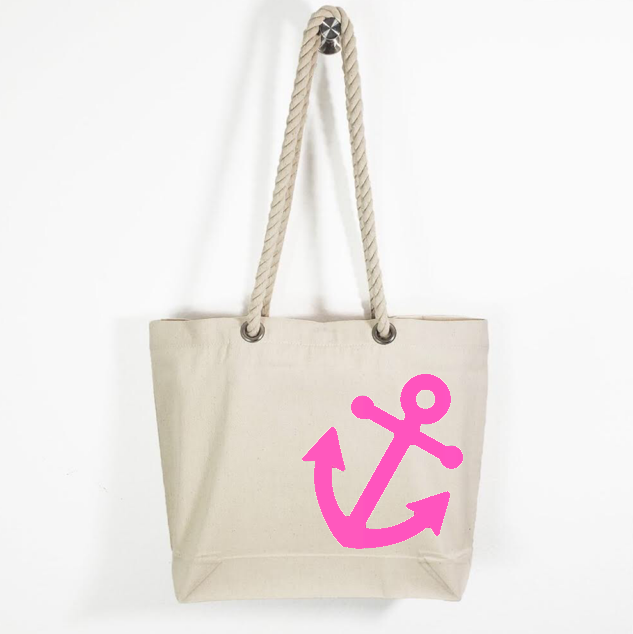 Canvas Rope Handle Tote Bag: Anchor