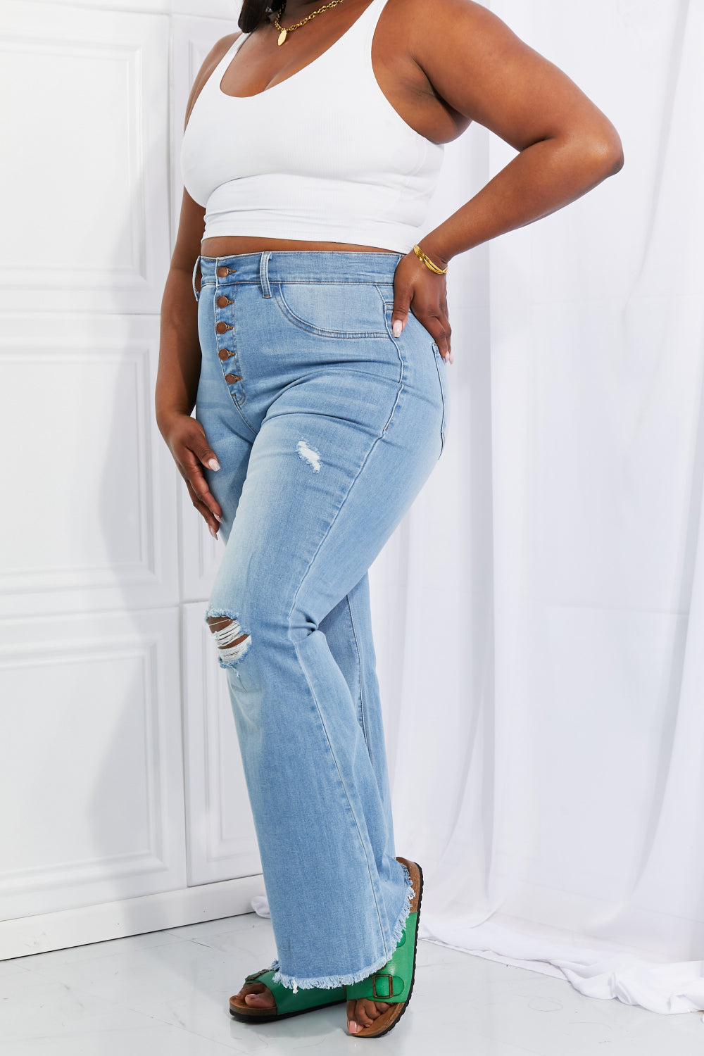 Jess Button Fly Flare Jeans