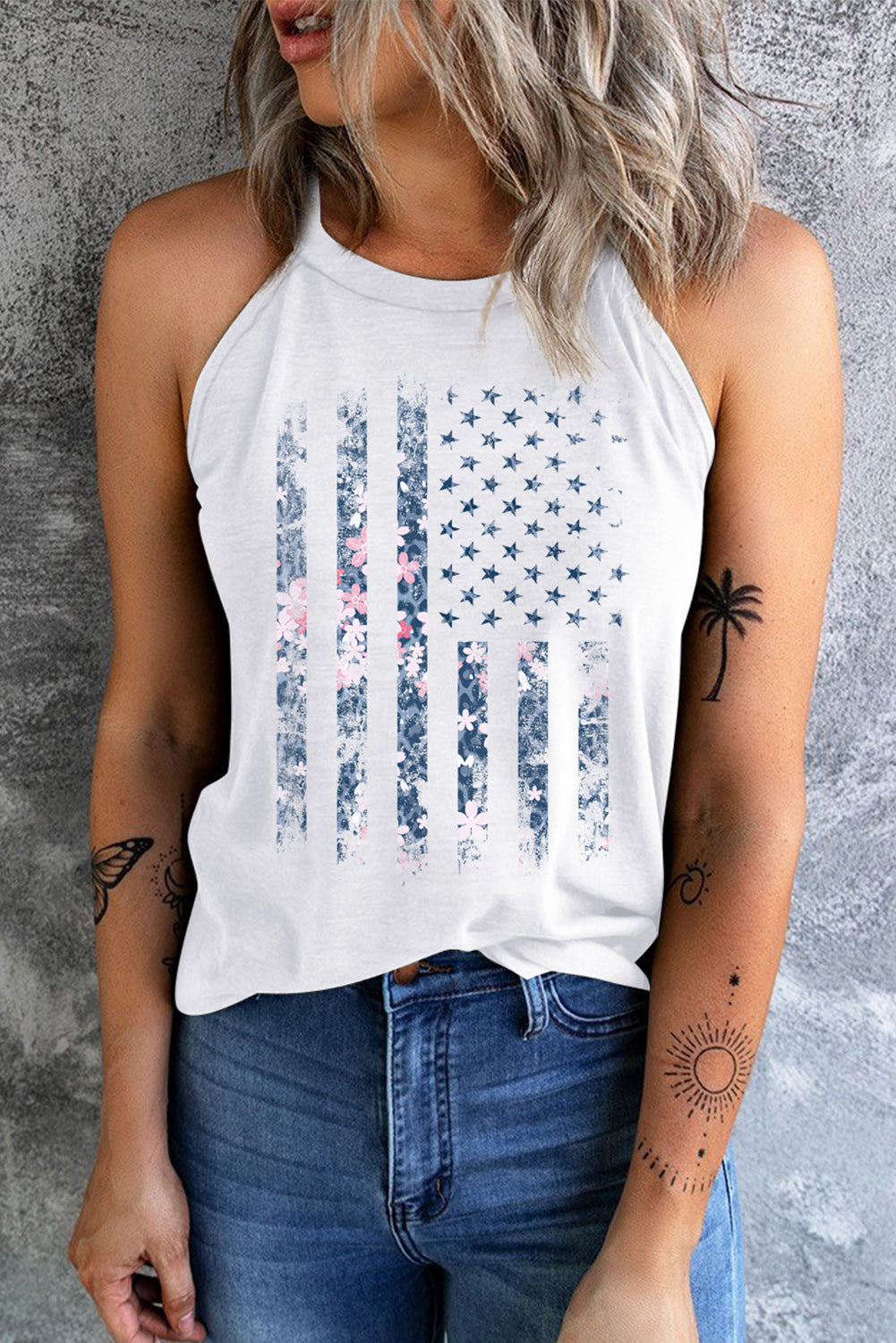 Floral Flag Graphic Tank