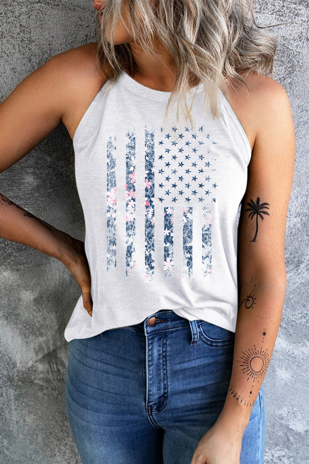 Floral Flag Graphic Tank