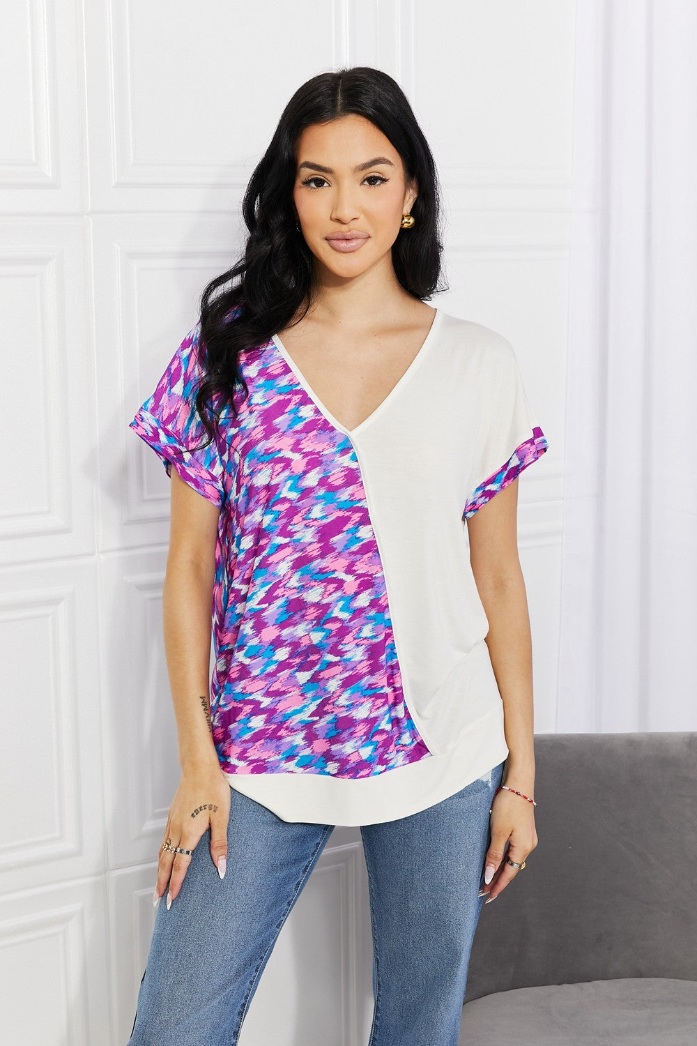 Open Road Printed Color Block Tee