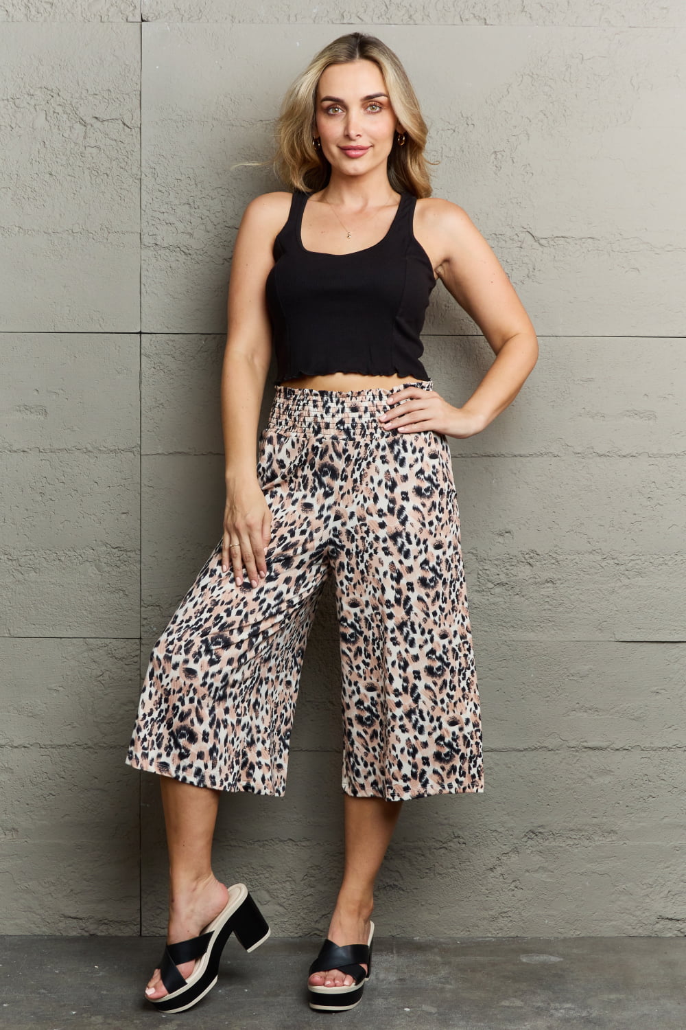 Leopard Luxe Culottes in Beige with Pockets
