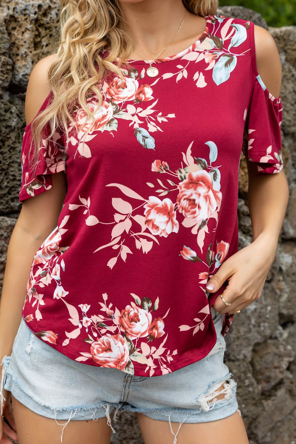 Flawless Floral Cold-Shoulder Top | 6 colors |