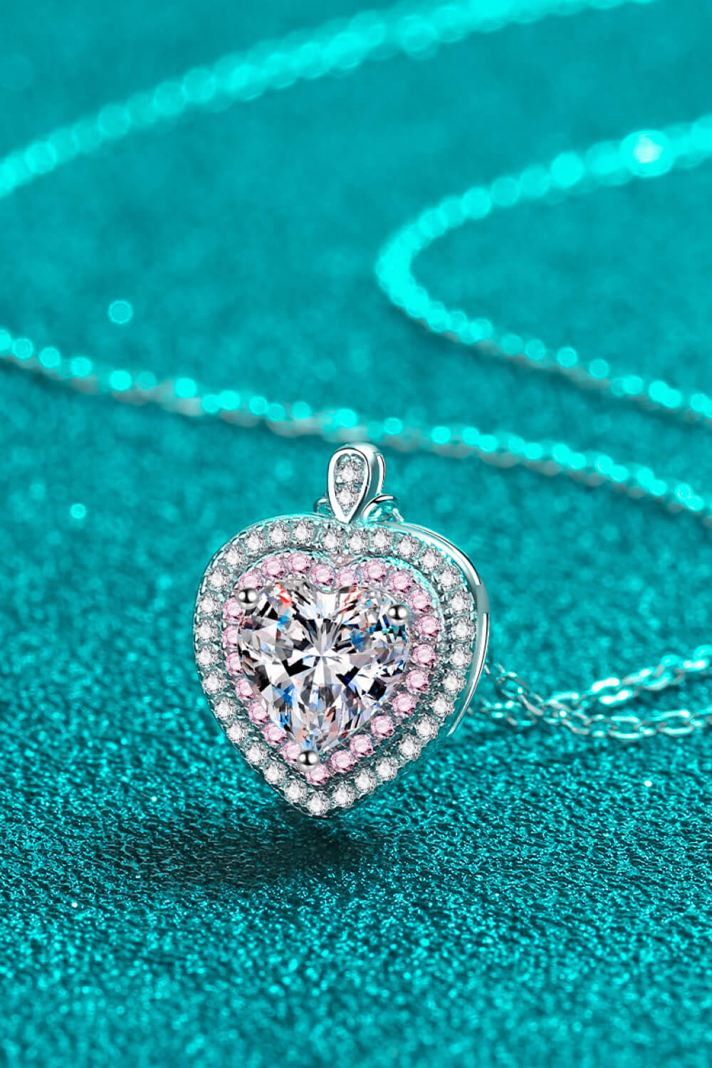 Need You Now Heart Sterling Silver 1 Carat Moissanite Pendant Necklace