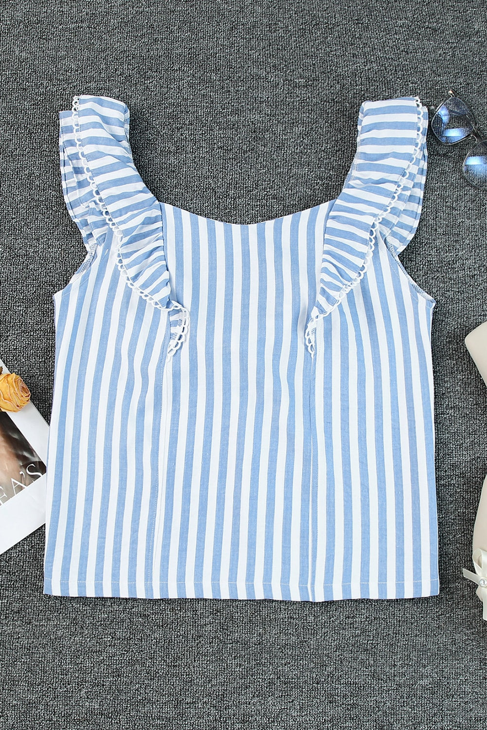 Bow in the Back Blue Striped Tank