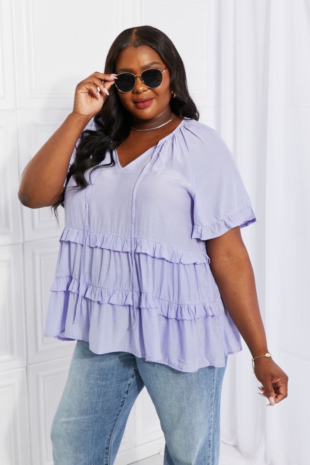Periwinkle Breeze Ruffle Top