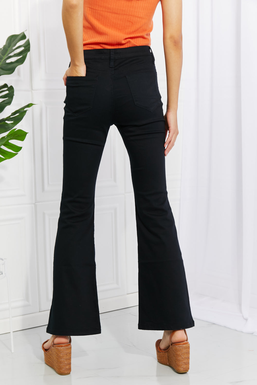 Zenana Clementine High-Rise Bootcut Pants in Black
