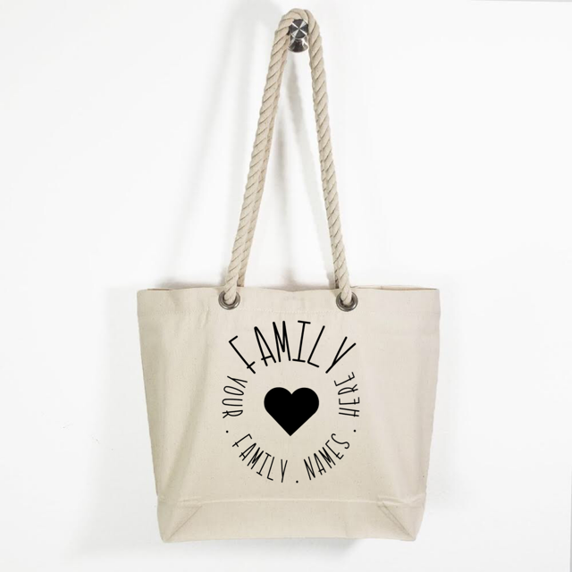 Canvas Rope Handle Tote Bag: Family Circle * Personalized