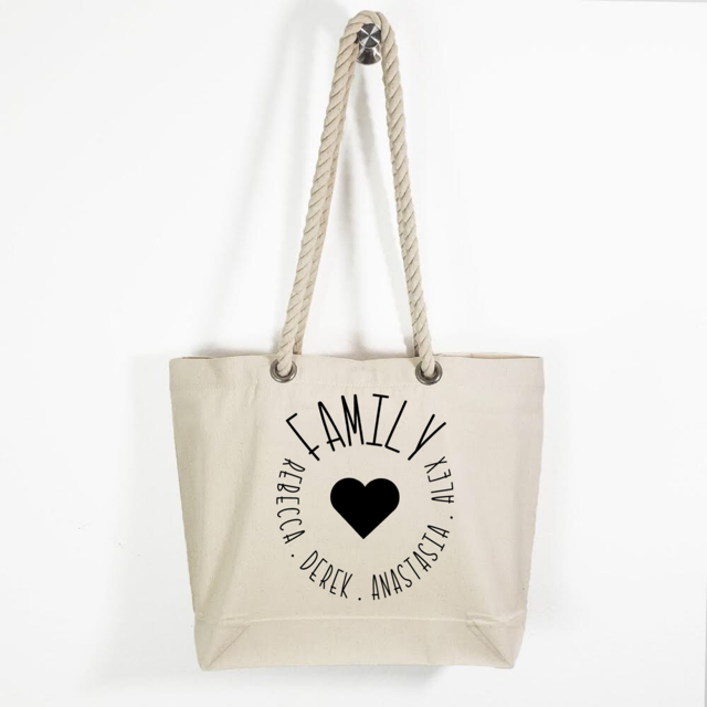 Canvas Rope Handle Tote Bag: Family Circle * Personalized