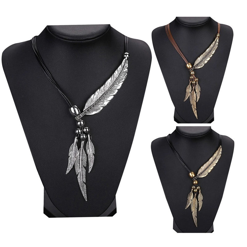 Feather, Necklace, Women, Fashion, Accessories