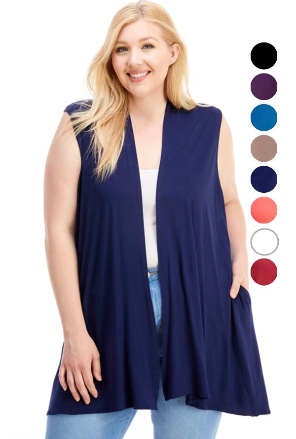 Jo Vest in 8 Solid Colors with Stretchy Fabric, Pockets.  Made in USA