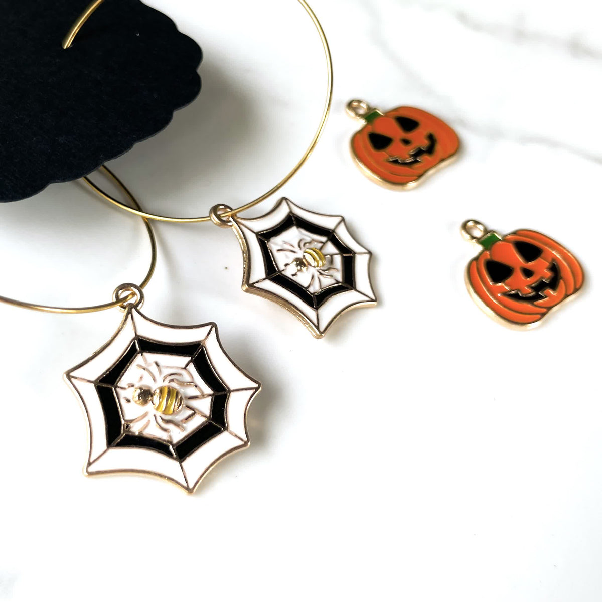 Dixie Bliss Earrings: Halloween Fanciful Hoops in Spooky Things