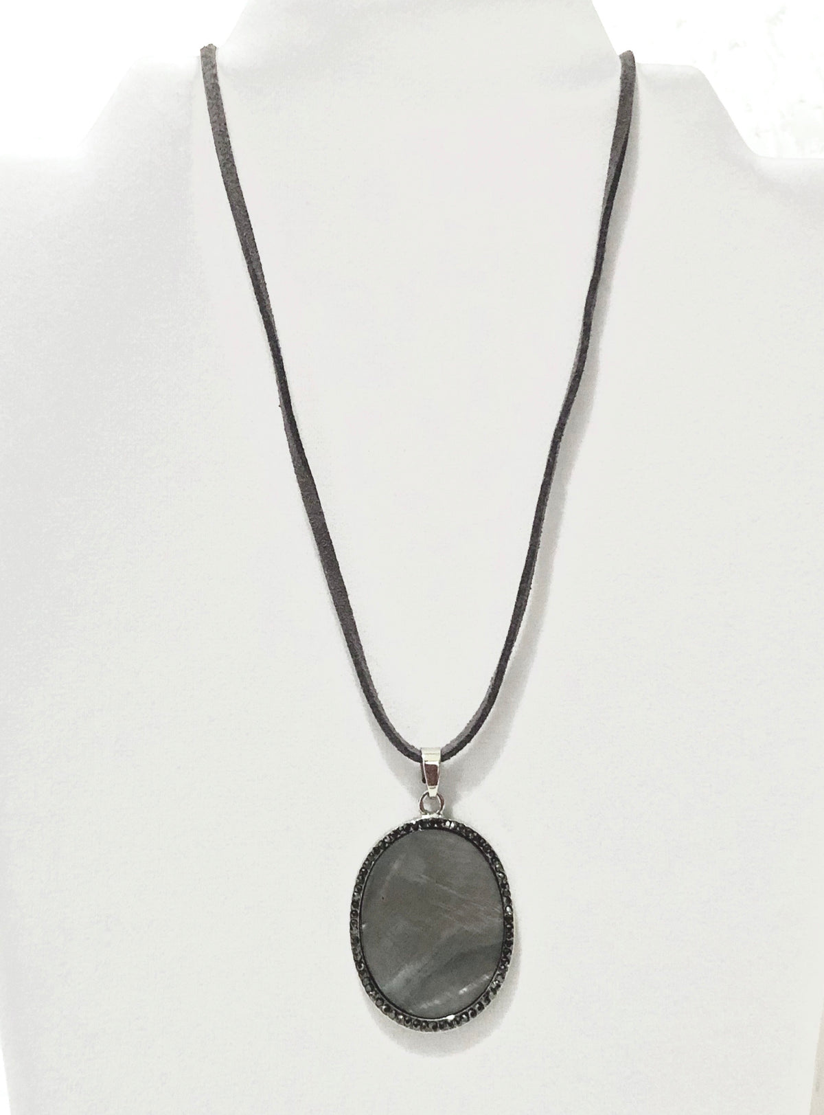 Grey Mother of Pearl Pendant Necklace