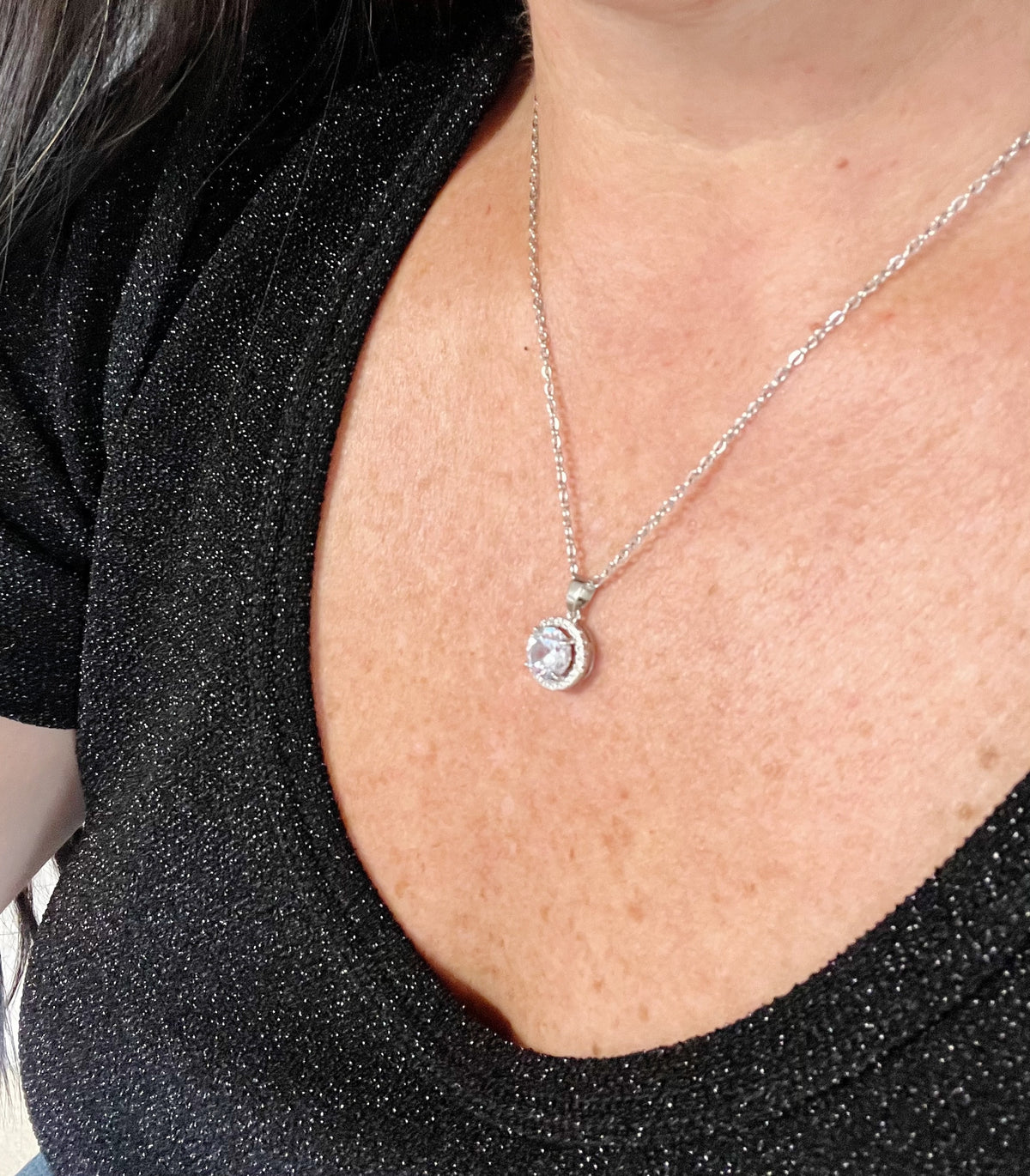Annabel Embraced Solitaire Round Pendant Necklace