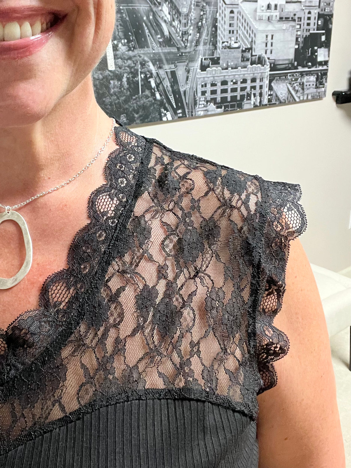 Take Me Back Lace Sleeveless Blouse in Black