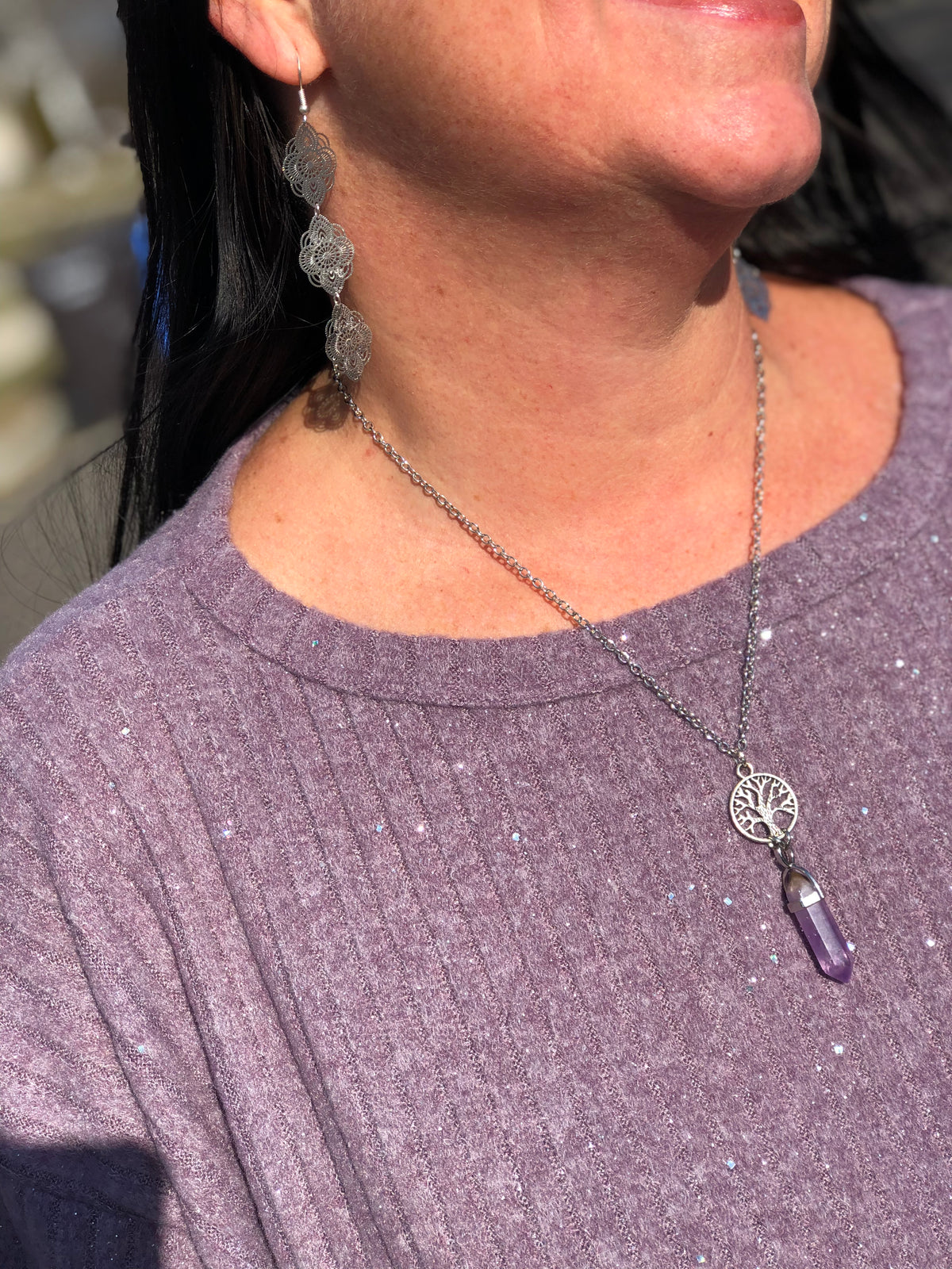 Crystal Gemstone Pendant Necklace - Amethyst - Lapis Lazuli - Malachite - Rose Quartz - Sun & Moon, Tree of Life, Fairy, Infinity Heart