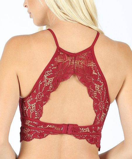 Red high cheap neck bralette