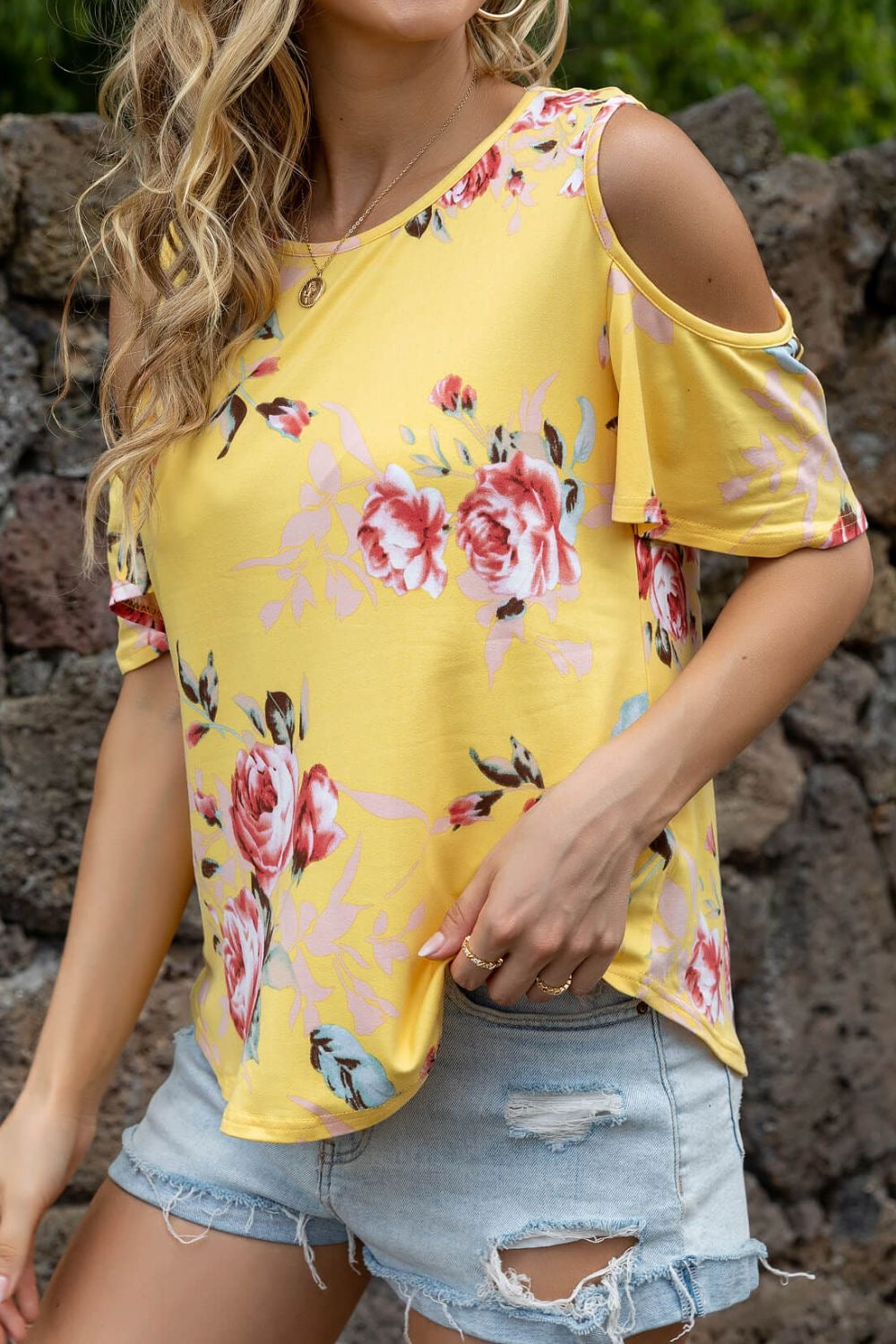 Flawless Floral Cold-Shoulder Top | 6 colors |