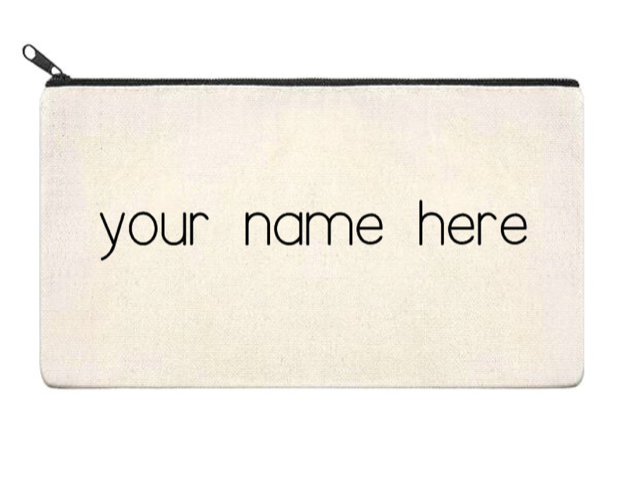 Canvas Zippered Pouch: Personalized * Add your name