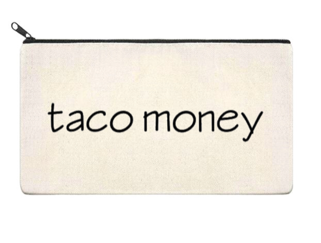 Canvas Zippered Pouch: Taco Money