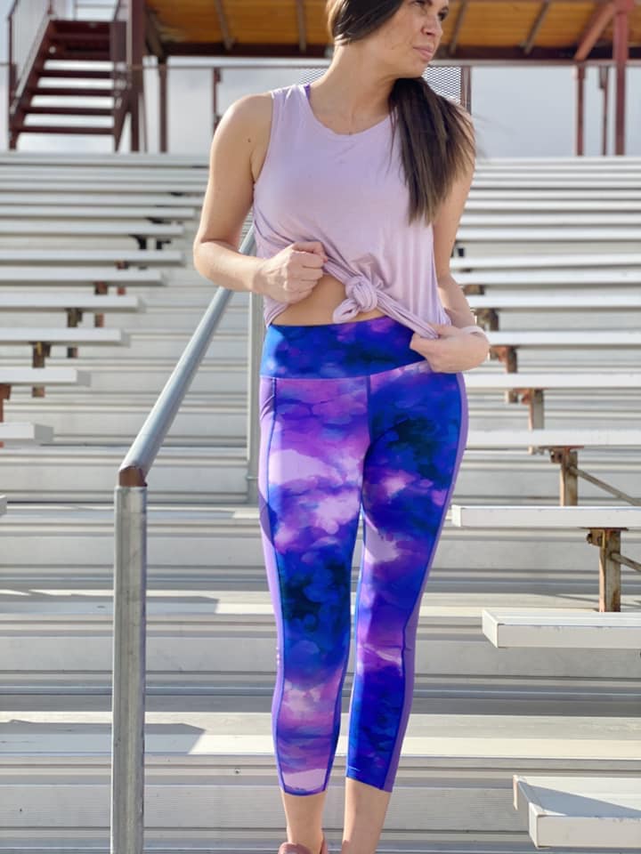 Brave Athleisure Ankle Legging 2XL Purple Tie Dye Galaxy